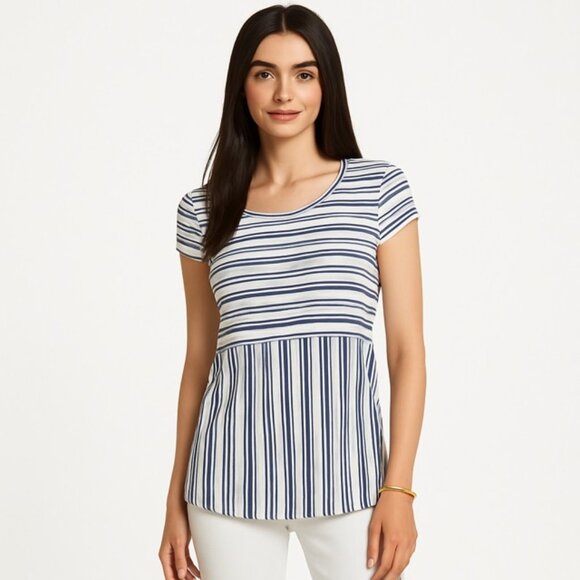 Chico's Tops - CHICO'S Sandra Striped Cap Sleeve Top - Size Medium